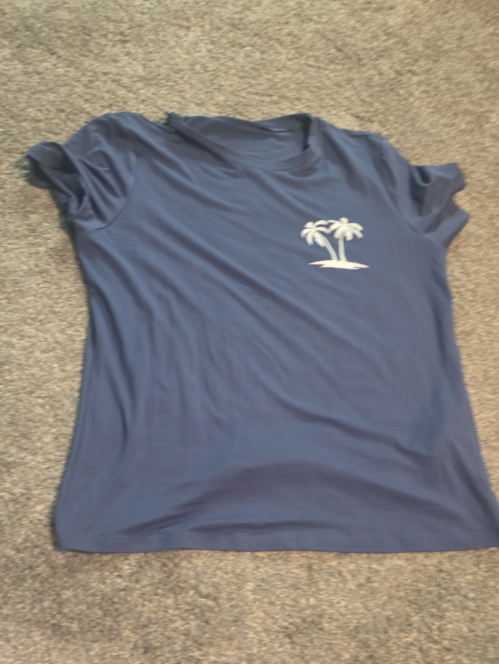 SHEIN Navy Blue Short Sleeve Palm Tree Graphic Top